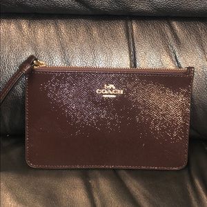 Burgundy Coach Wristlet